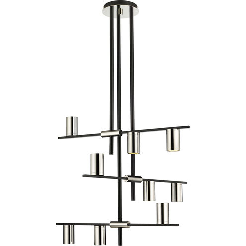 Calumet 9 Light 36 inch Matte Black and Polished Nickel Chandelier Ceiling Light