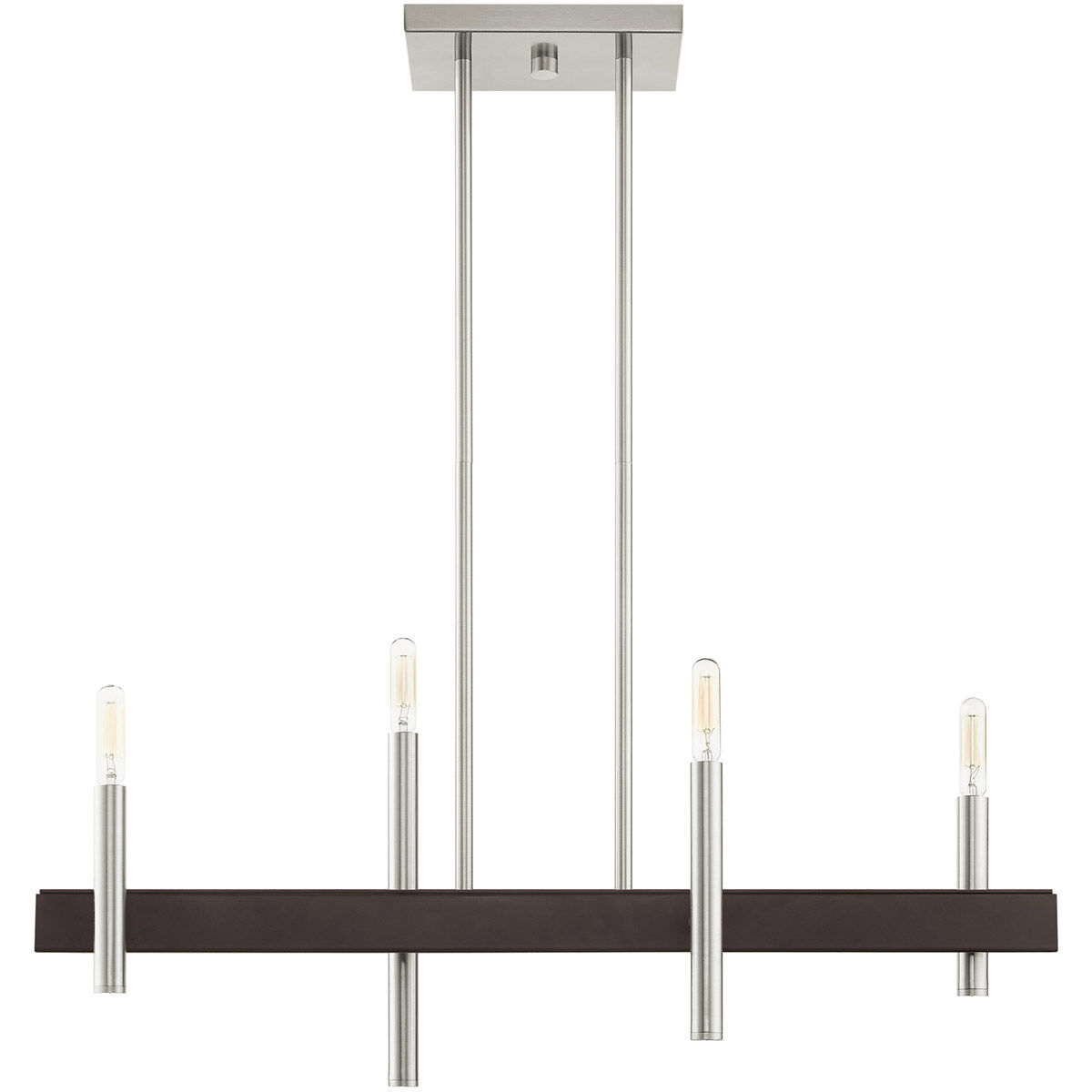 Denmark 4 Light 7 inch Brushed Nickel with Bronze Accents Chandelier Ceiling Light
