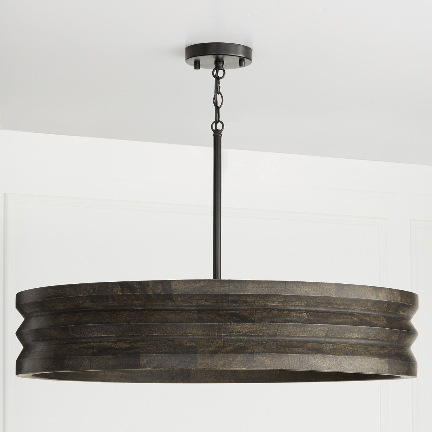 Dunn 4 Light 30 inch Espresso Stain and Black Chandelier Ceiling Light