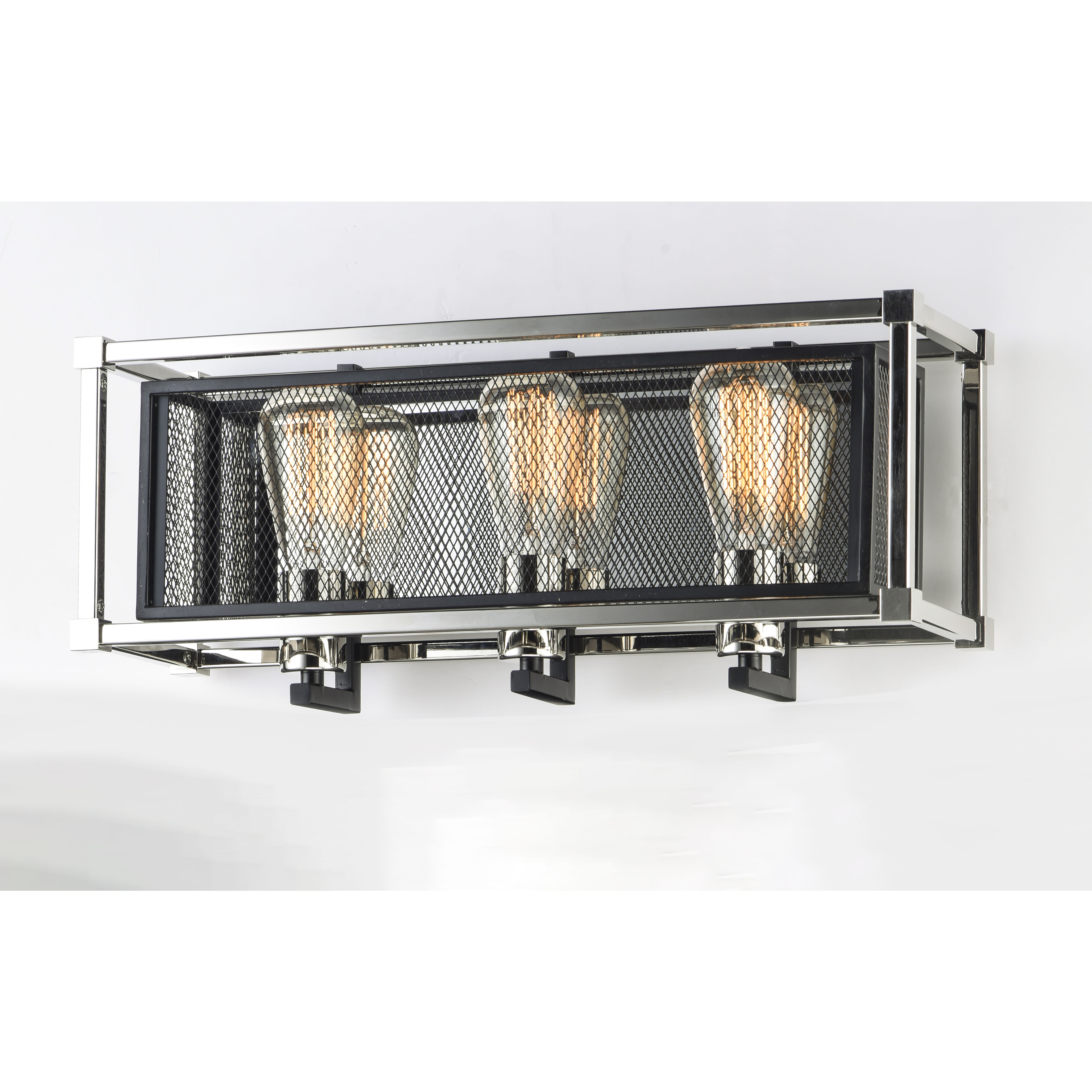 Refine 3 Light 20.5 inch Black/Polished Nickel Bath Vanity Wall Light