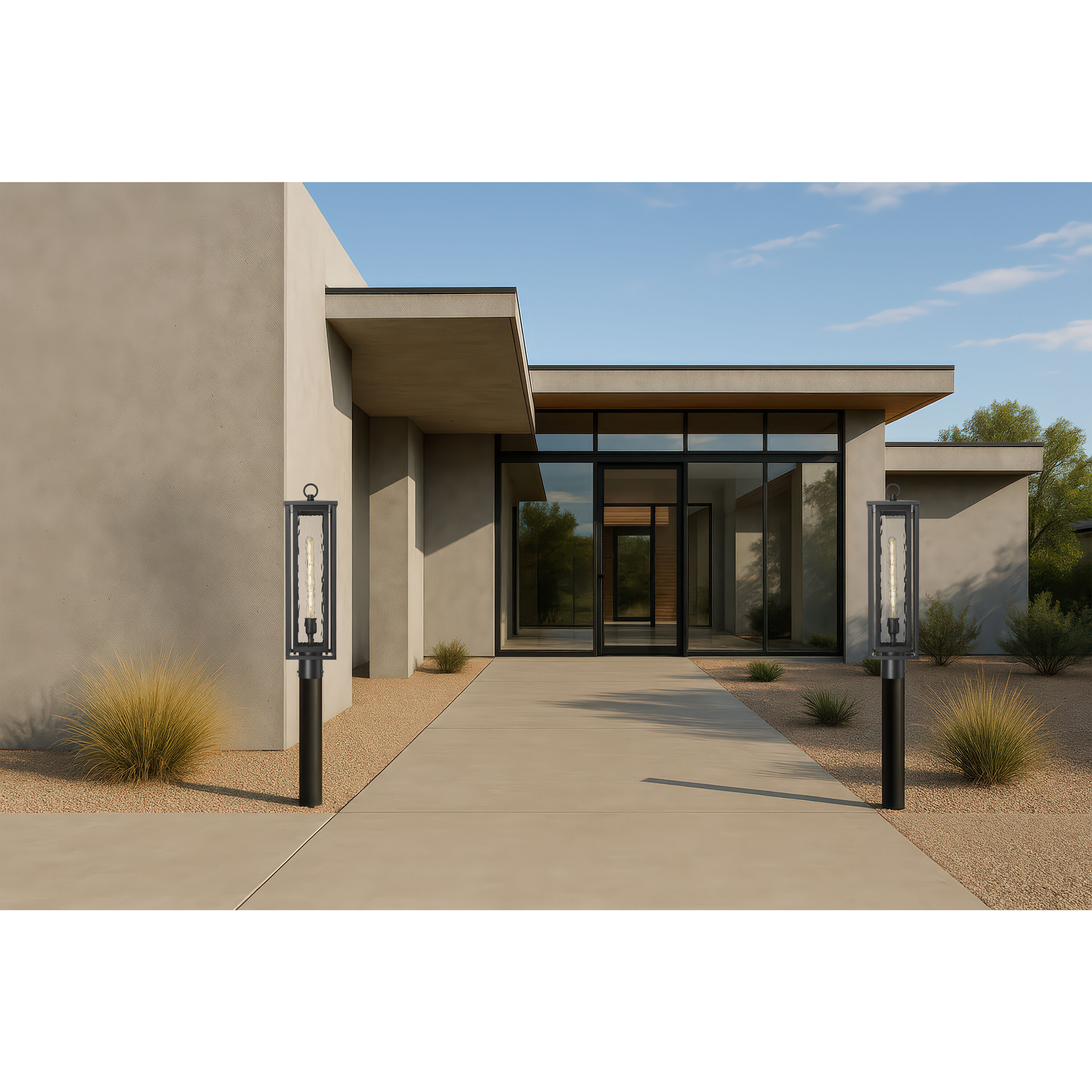 Ashland 1 Light 25.38 inch Matte Black Outdoor Post Lantern in Waterglass