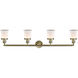 Franklin Restoration Small Canton LED 42 inch Antique Brass Bath Vanity Light Wall Light in Matte White Glass, Franklin Restoration