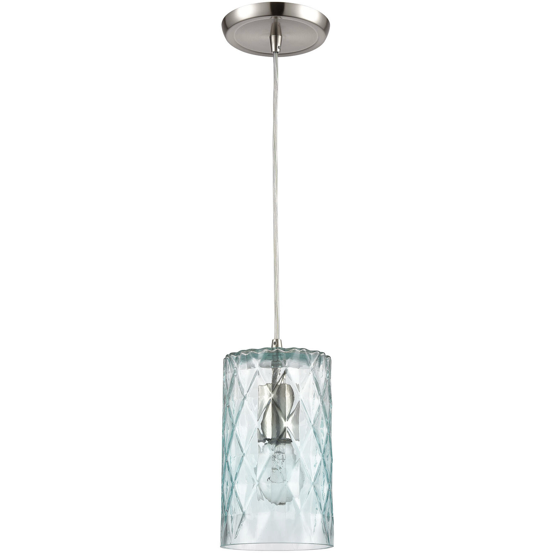 Diamond Pleat 1 Light 5 inch Light Blue with Satin Nickel Mini Pendant Ceiling Light