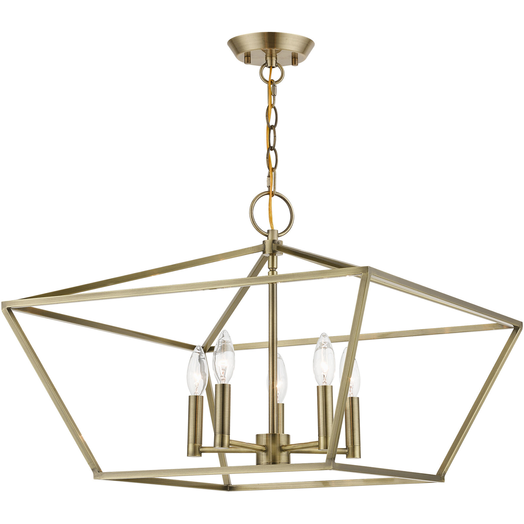 Devone 5 Light 22 inch Antique Brass Chandelier Ceiling Light
