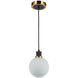 Gem LED 6 inch Black and Brushed Brass Pendant Ceiling Light in White