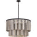 Esbelta 6 Light 30.25 inch Dark Bronze and Whitewashed Wood Pendant Ceiling Light