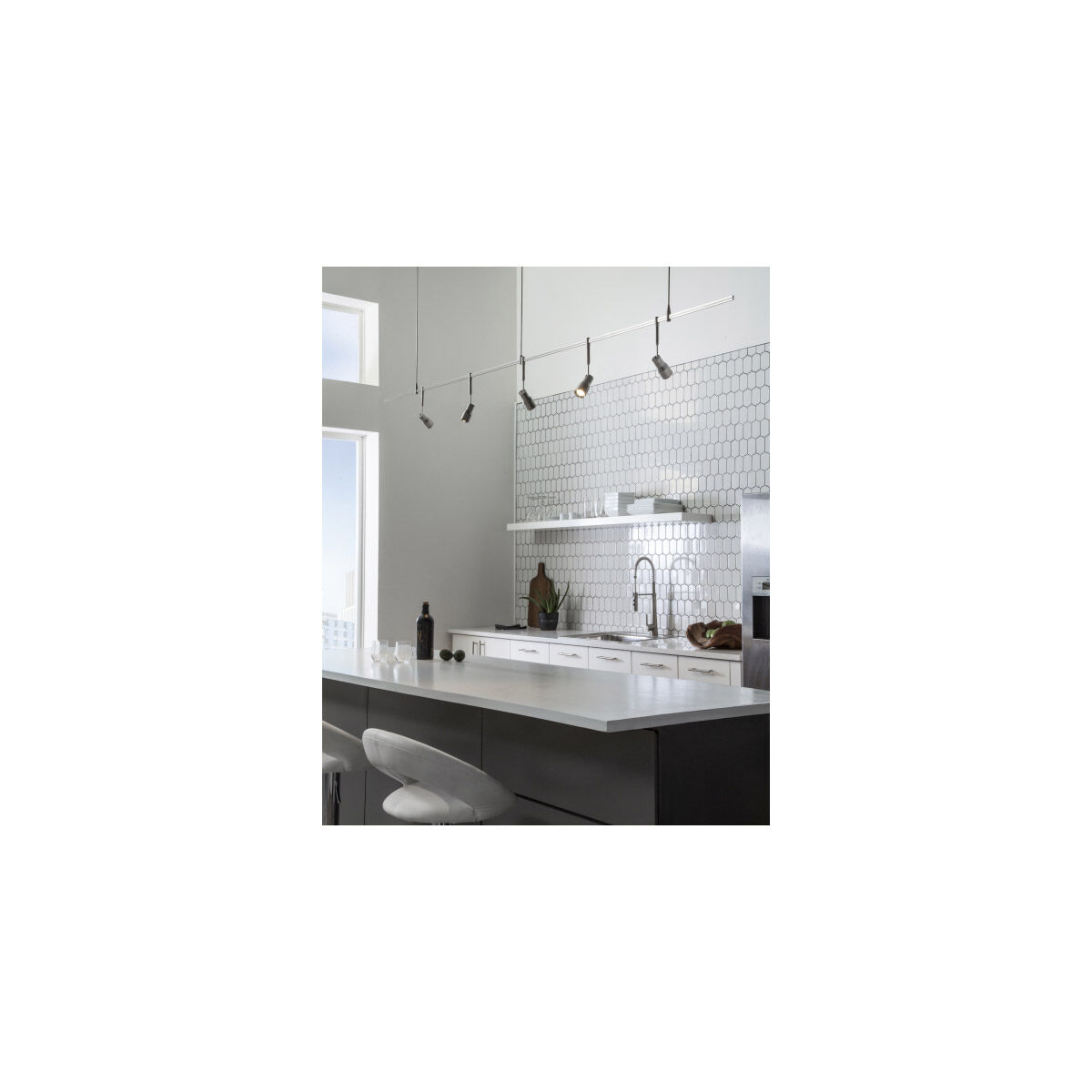 Sean Lavin Ace 12 Satin Nickel Low-Voltage Track Head Ceiling Light in 3000K, FreeJack, Integrated LED