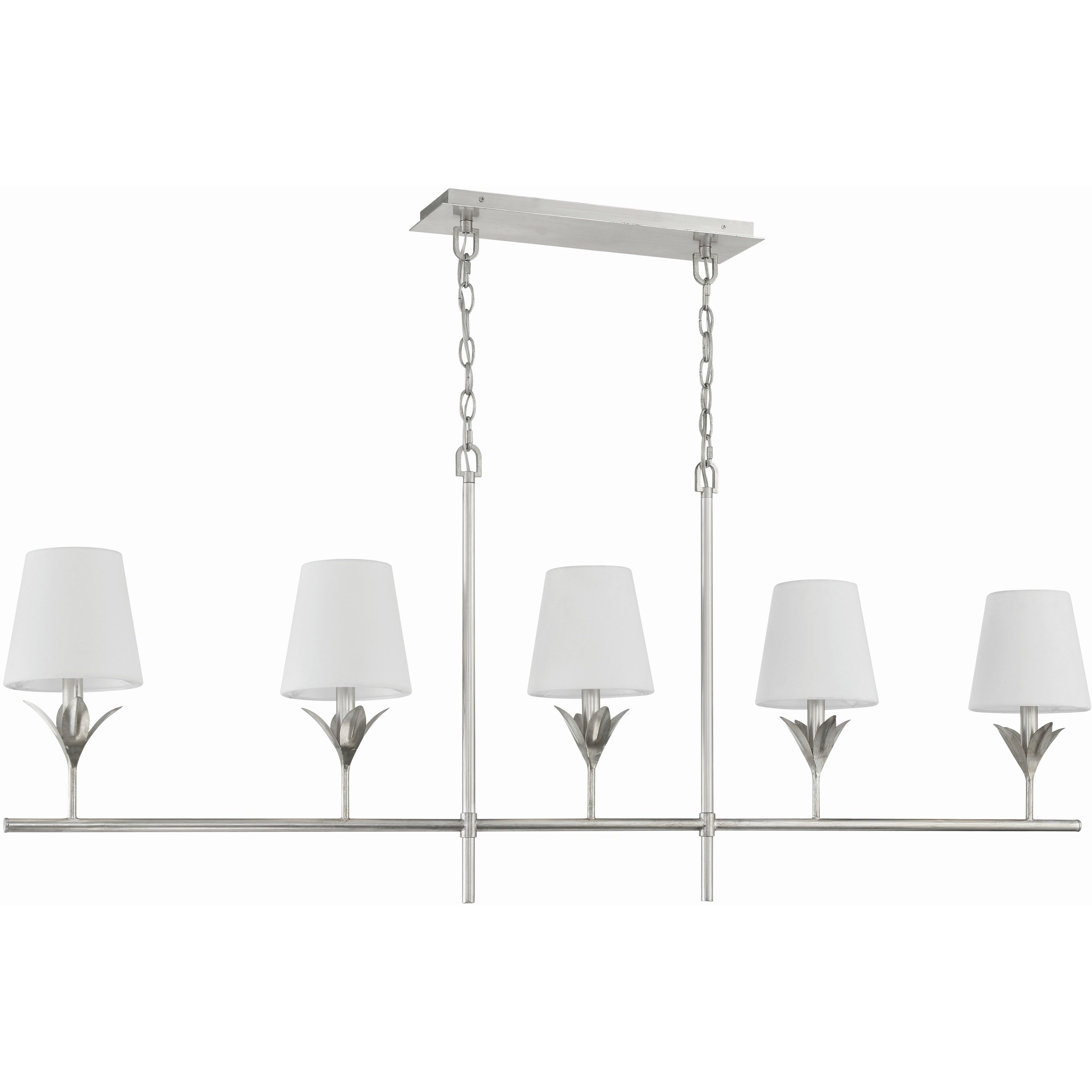 Broche 5 Light 53.5 inch Antique Silver Linear Chandelier Ceiling Light