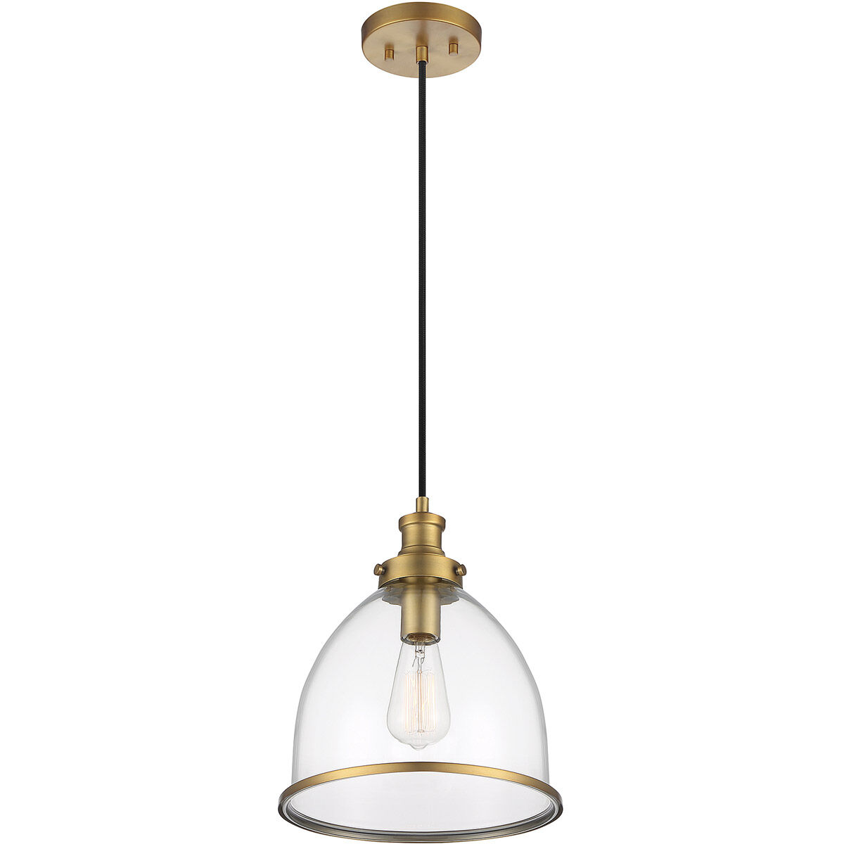 Vintage 1 Light 11 inch Natural Brass Pendant Ceiling Light