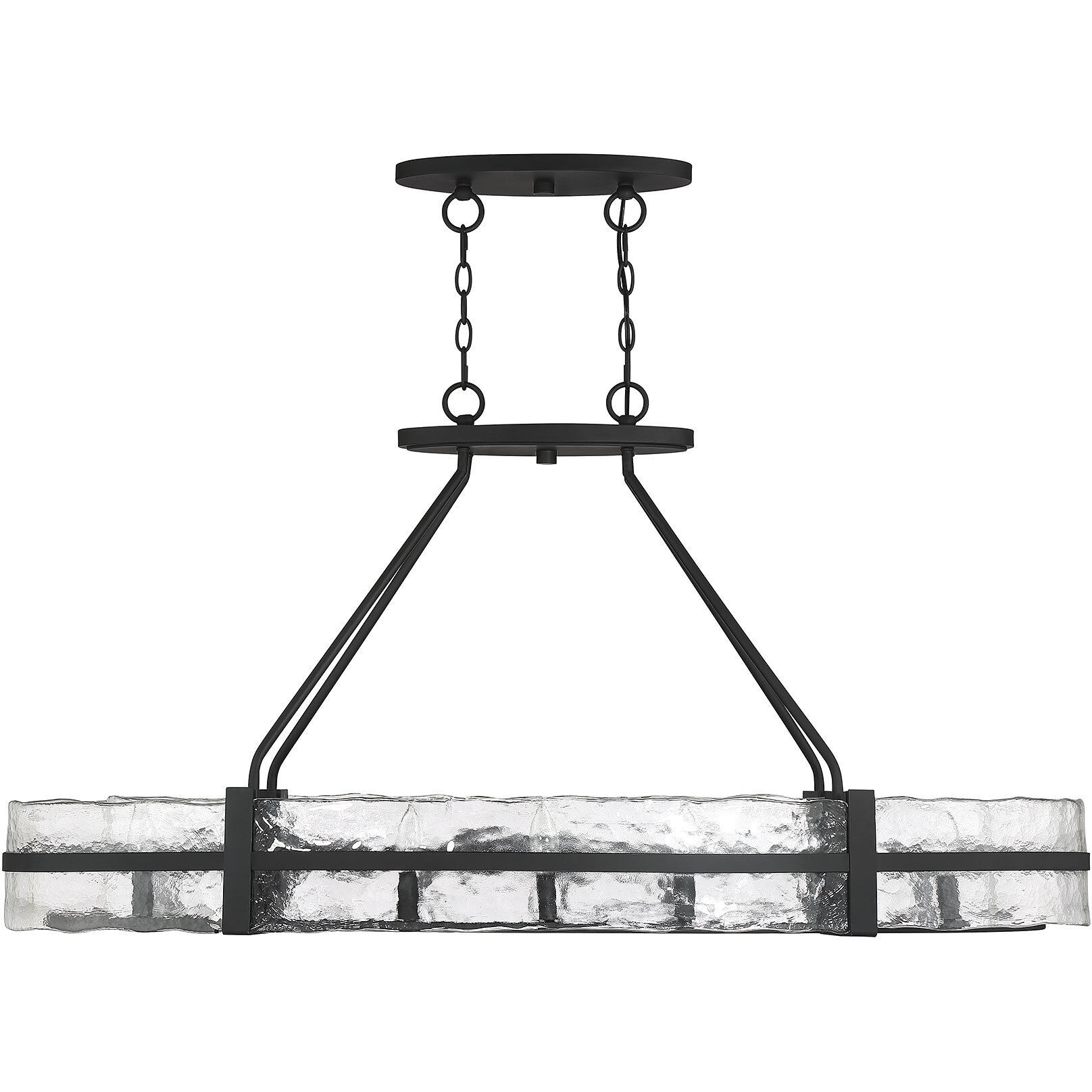 Hudson 10 Light 48 inch Matte Black Linear Chandelier Ceiling Light, Oval