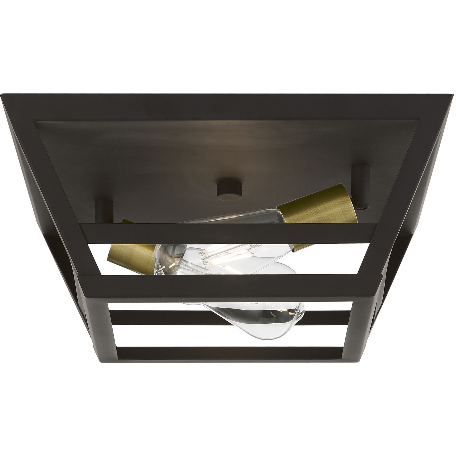 Schofield 2 Light 13 inch Bronze with Antique Brass Accents Flush Mount Ceiling Light