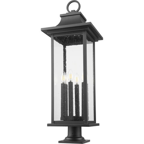 Tiberius 6 Light 36.75 inch Black Outdoor Pier Mounted Fixture in Clear Seedy Glass