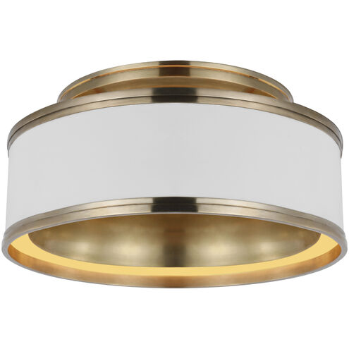 Chapman & Myers Connery LED 14 inch Matte White and Antique-Burnished Brass Flush Mount Ceiling Light