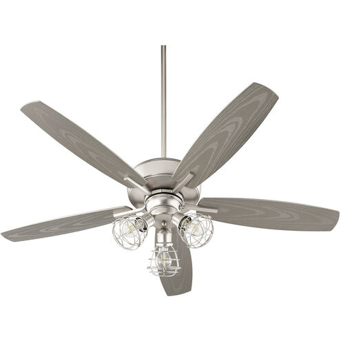Breeze Patio 52 inch Satin Nickel with Silver Blades Patio Fan in Not Included, Quorum Home
