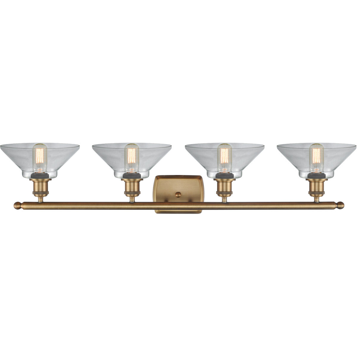Ballston Orwell 4 Light 36 inch Brushed Brass Bath Vanity Light Wall Light in Clear Glass, Ballston