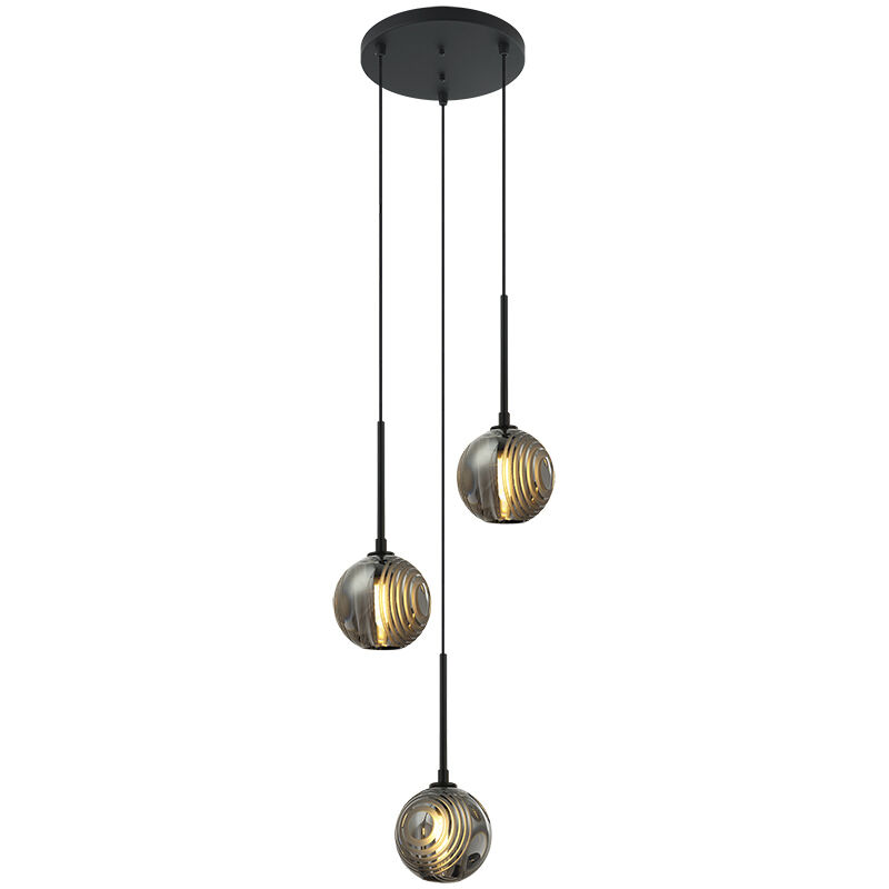 Jemyca 3 Light 12.88 inch Matte Black Pendant Ceiling Light in Matte Black and Smoke