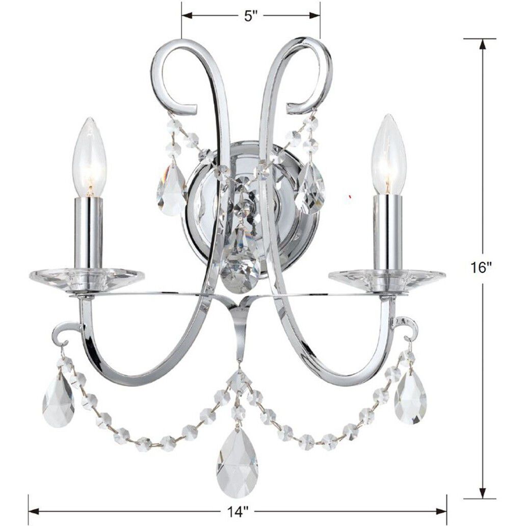 Othello Bath Wall Light in Clear Swarovski Strass, Polished Chrome