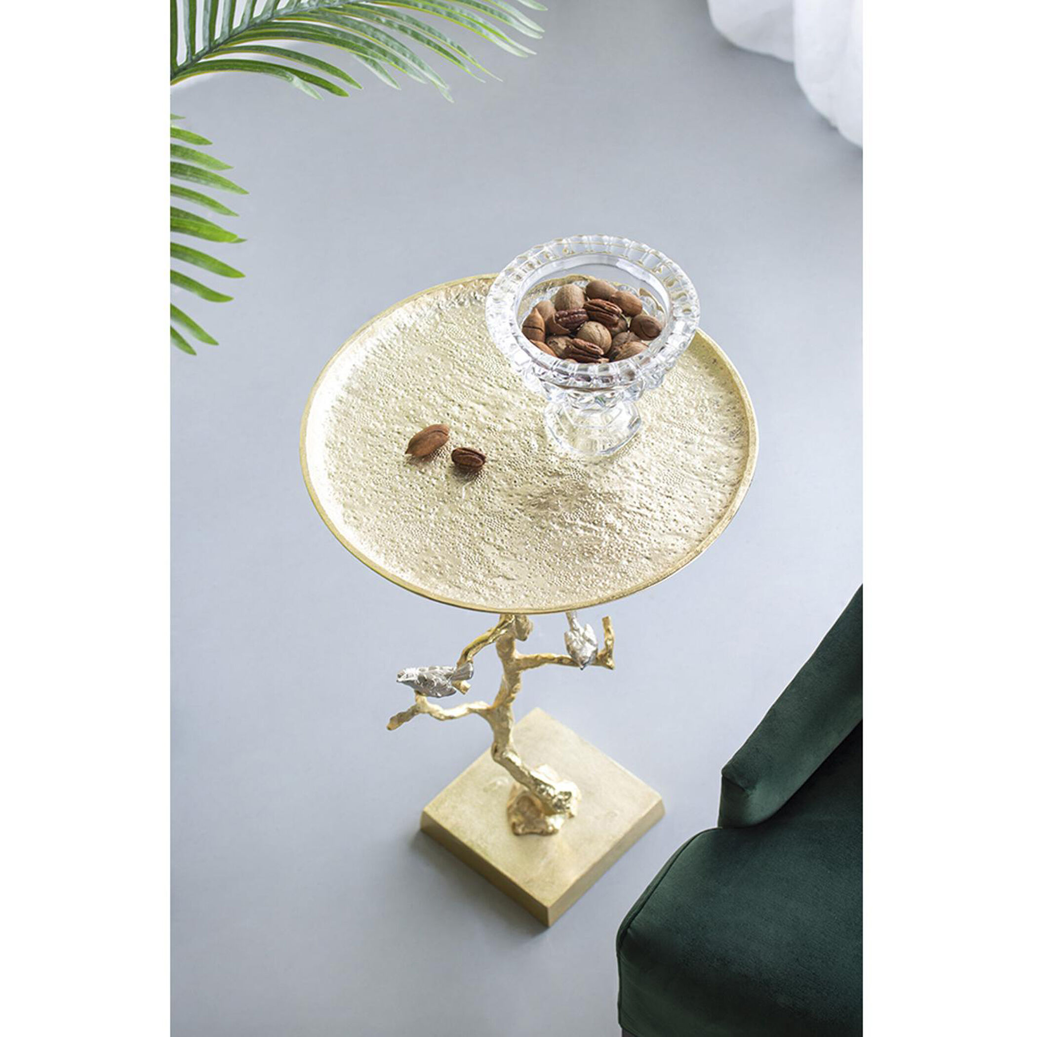 Welling Demilune Table in White/Gold
