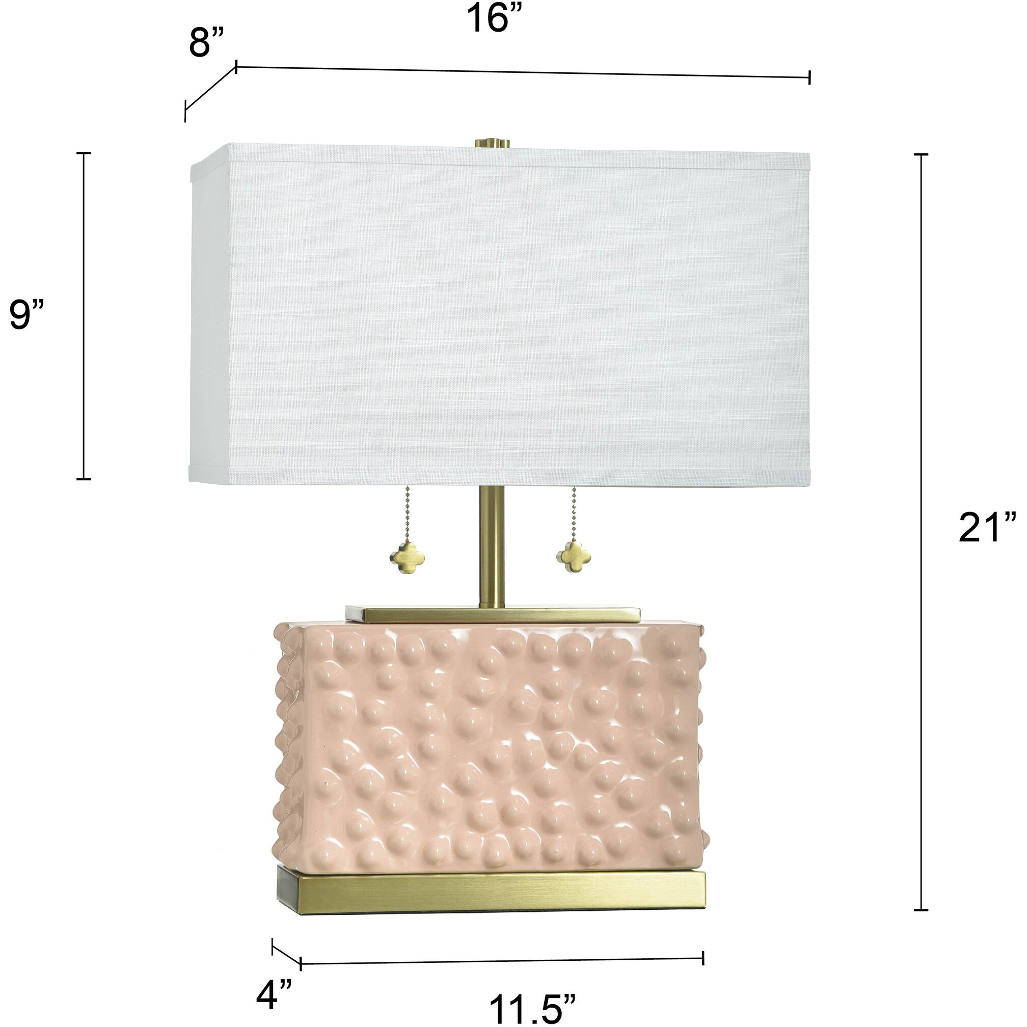 Edmund 21 inch 40 watt Pearl Blush and Polished Brass Table Lamp Portable Light