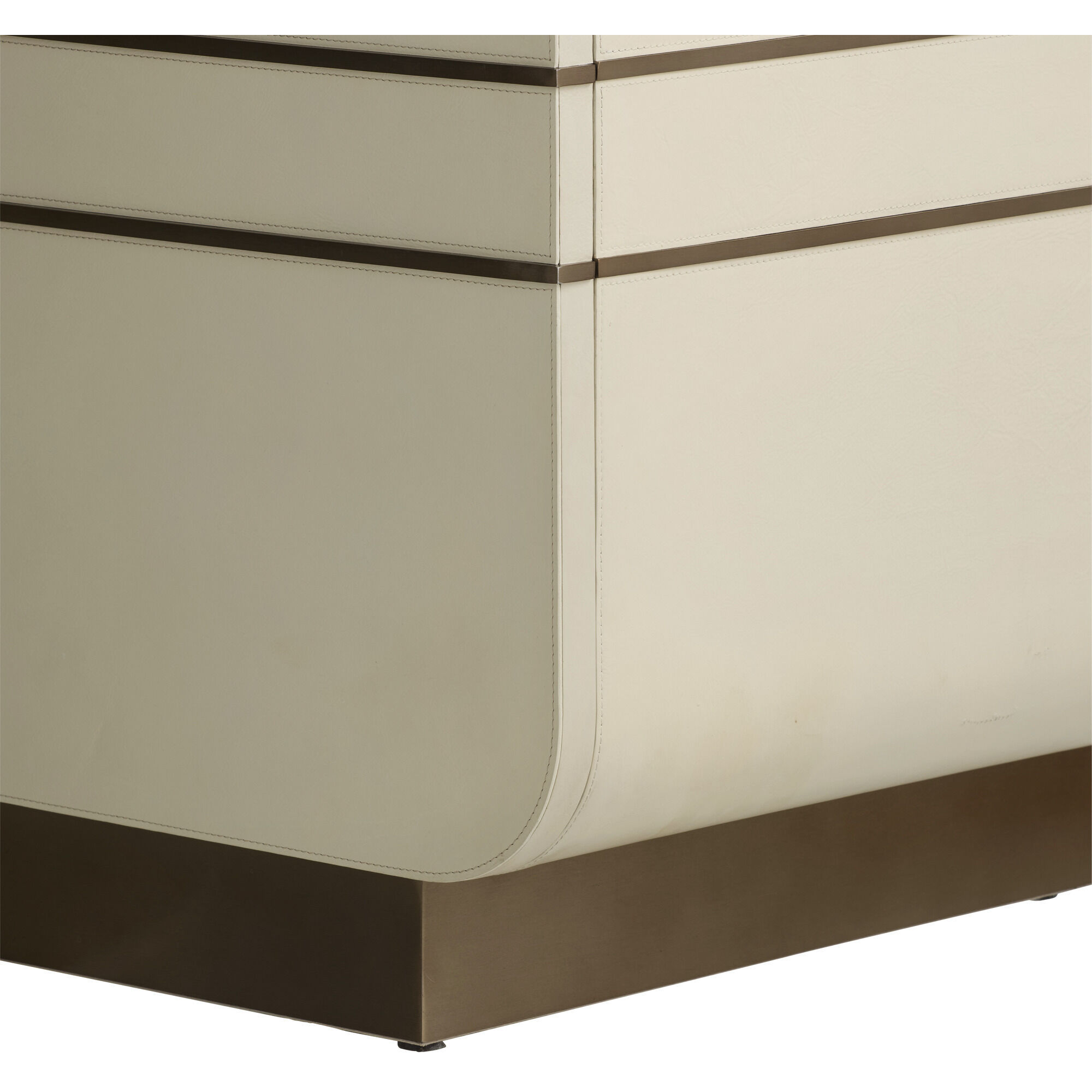 Montevito 84.5 inch Ivory and Antique Brass with Satin Walnut Credenza