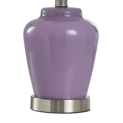 Glass 18.5 inch 40 watt Lilac and Brushed Steel and White Table Lamp Portable Light