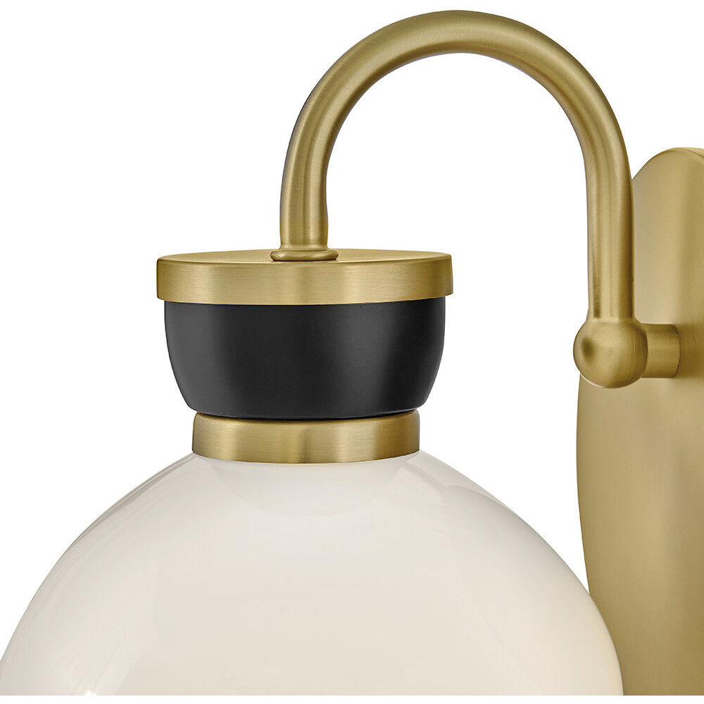 Lucy 1 Light 7.75 inch Lacquered Brass with Black Bath Light Wall Light