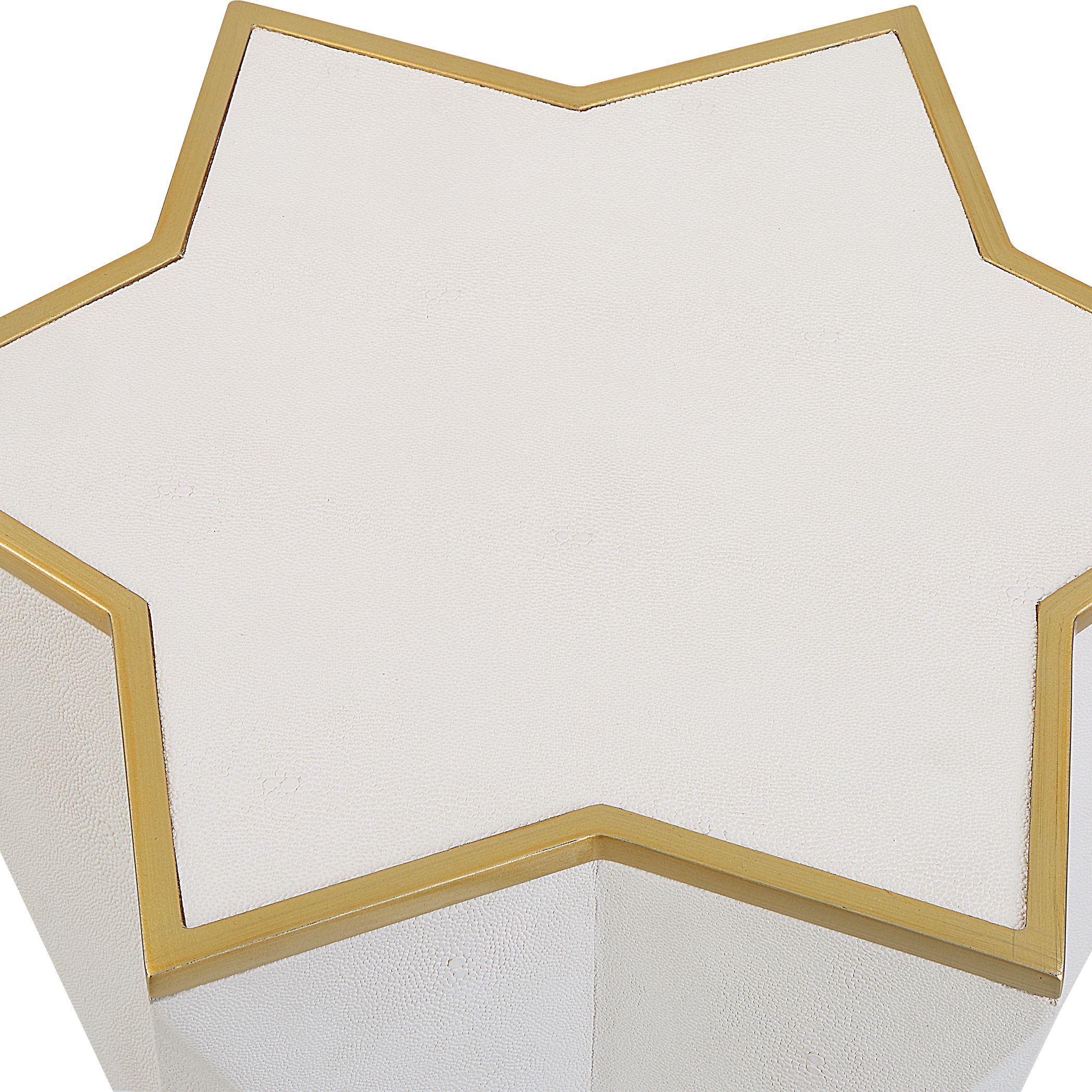 Capella 22 X 16 inch White Faux Shagreen and Gold Leaf Accent Table
