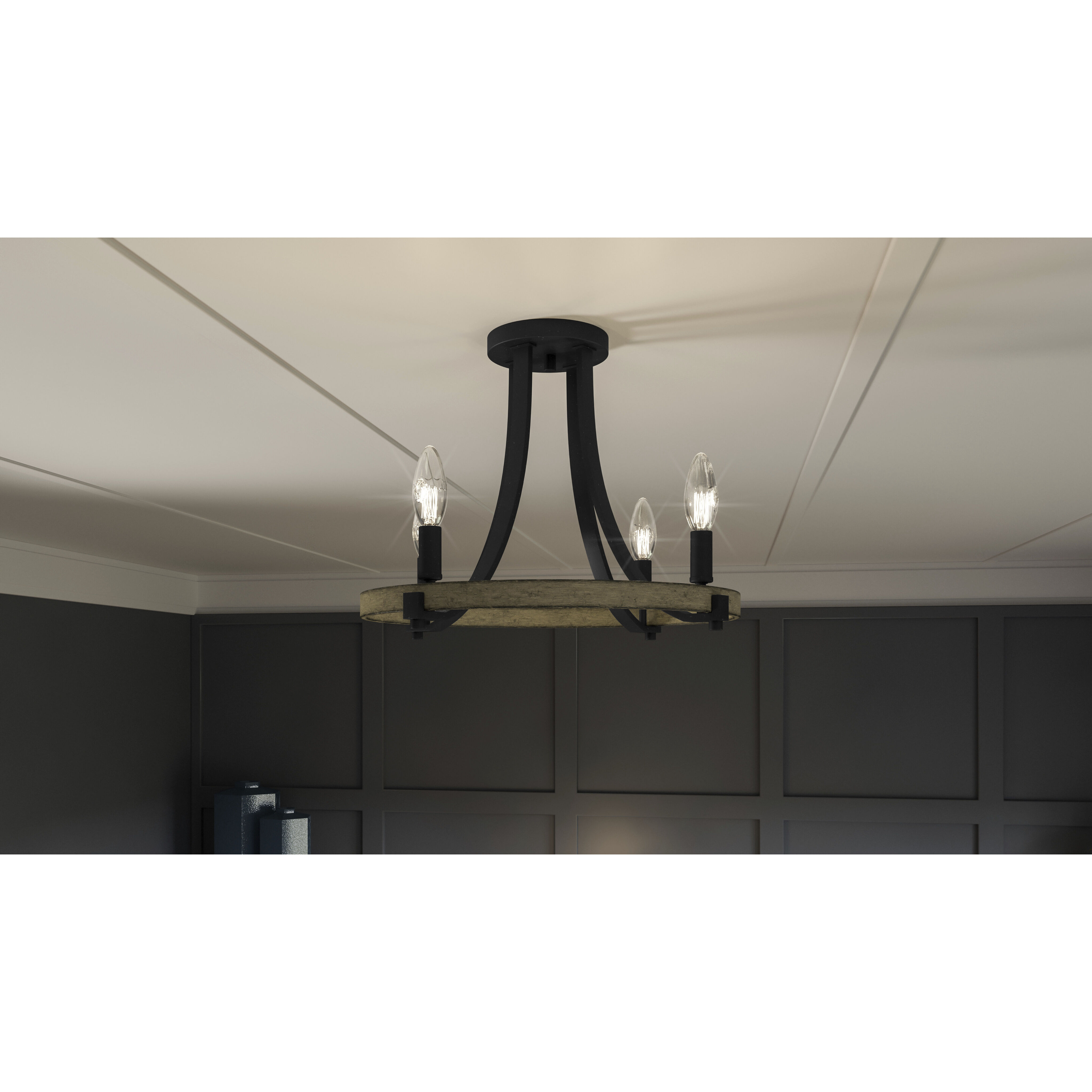Colombes 4 Light 16.25 inch Grey Ash Semi-Flush Mount Ceiling Light