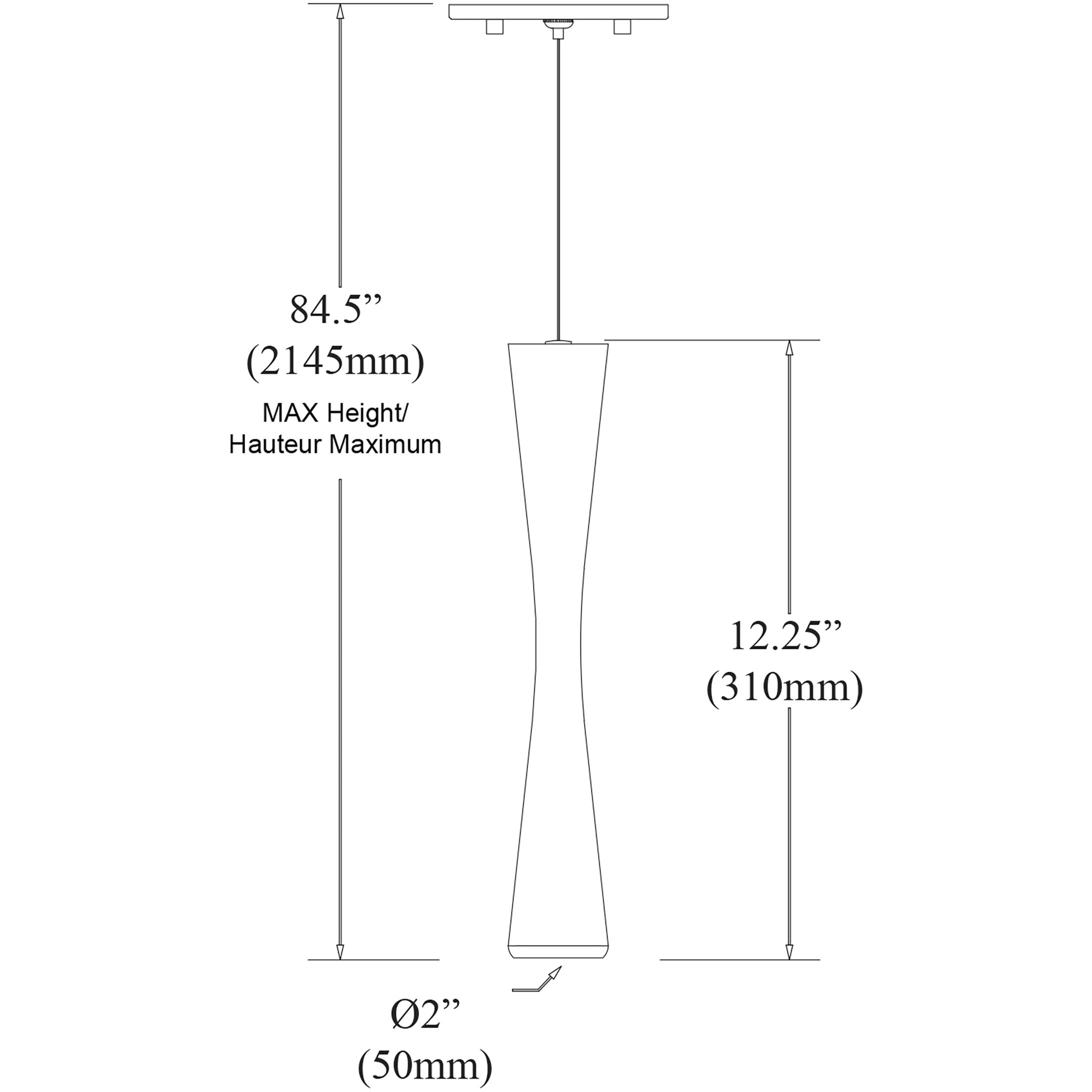 Modern LED 2 inch Matte Black Pendant Ceiling Light