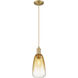 Downtown Urban Brookhaven Almond 1 Light 6 inch Brushed Brass Mini Pendant Ceiling Light in Amber Glass