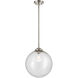 Nouveau Beacon 1 Light 12 inch Brushed Satin Nickel Mini Pendant Ceiling Light in Incandescent, Seedy, Nouveau