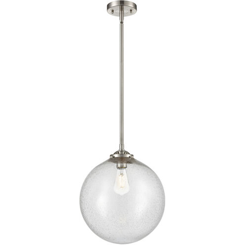 Nouveau Beacon 1 Light 12 inch Brushed Satin Nickel Mini Pendant Ceiling Light in Incandescent, Seedy, Nouveau