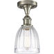 Ballston Brookfield 1 Light 6 inch Brushed Satin Nickel Semi-Flush Mount Ceiling Light in Clear Glass, Ballston