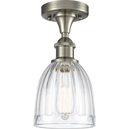 Ballston Brookfield LED 5.75 inch Brushed Satin Nickel Semi-Flush Mount Ceiling Light in Clear Glass, Ballston