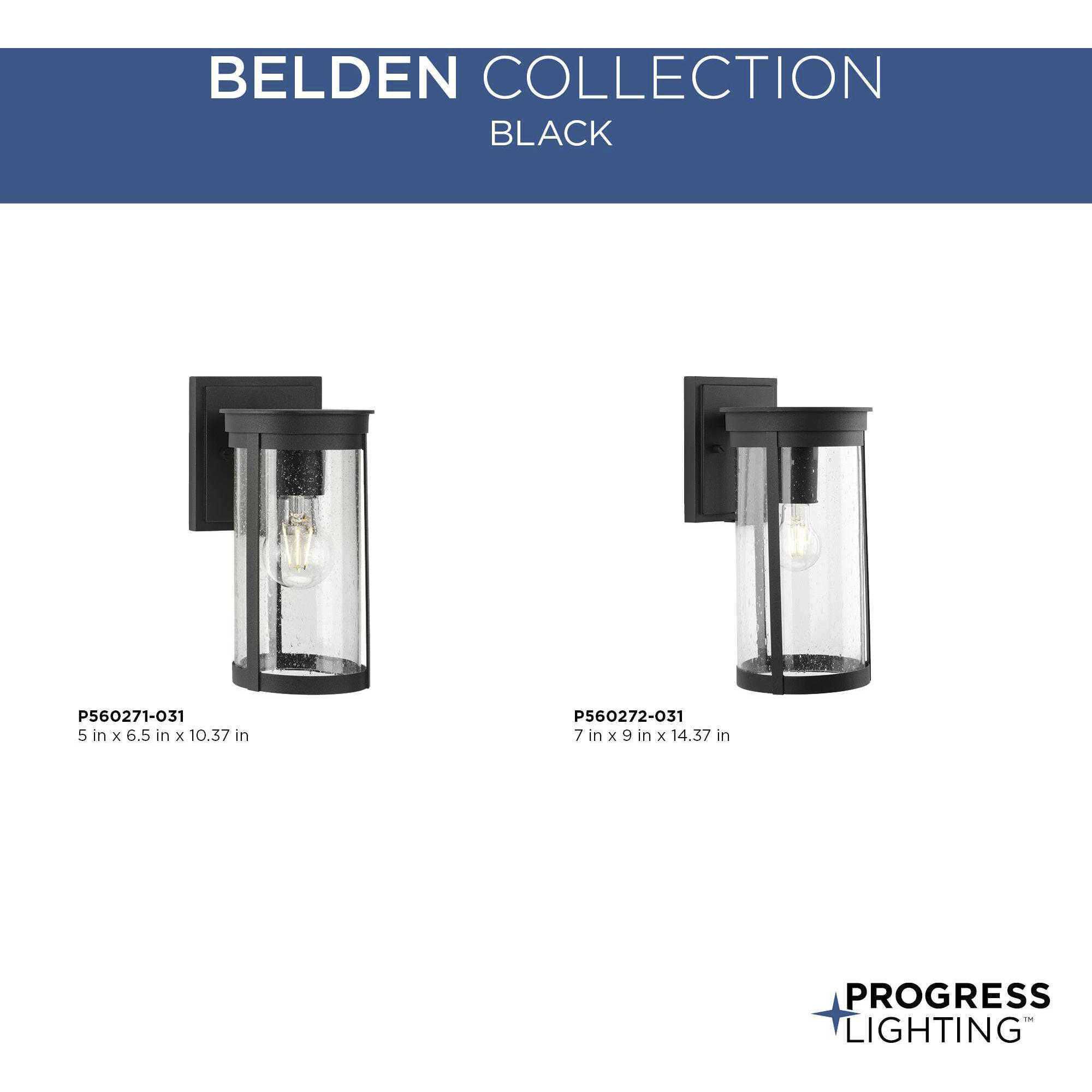 Belden 1 Light 10.37 inch Black Outdoor Wall Lantern