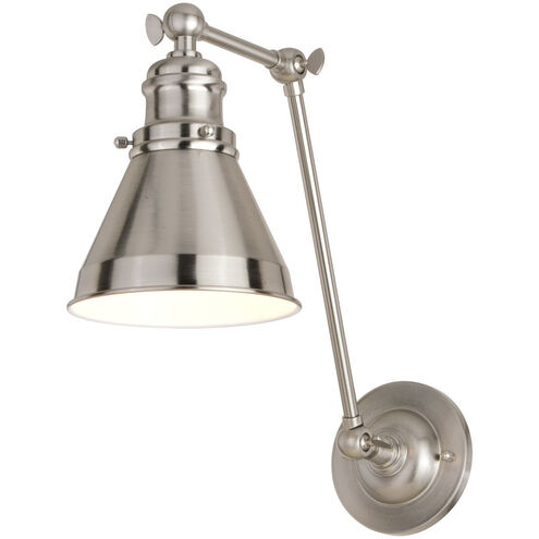 Alexis 19.5 inch 60.00 watt Satin Nickel and Matte White Swing Arm Wall Light 