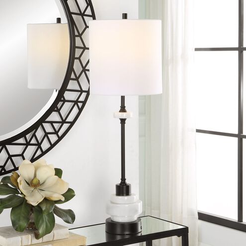 Alliance 32.5 inch 150.00 watt White Marble and Satin Black Buffet Lamp Portable Light