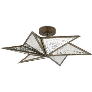 Stargazer 3 Light 30 inch Pyrite Bronze/Raj Mirror Semi-Flush Mount Ceiling Light