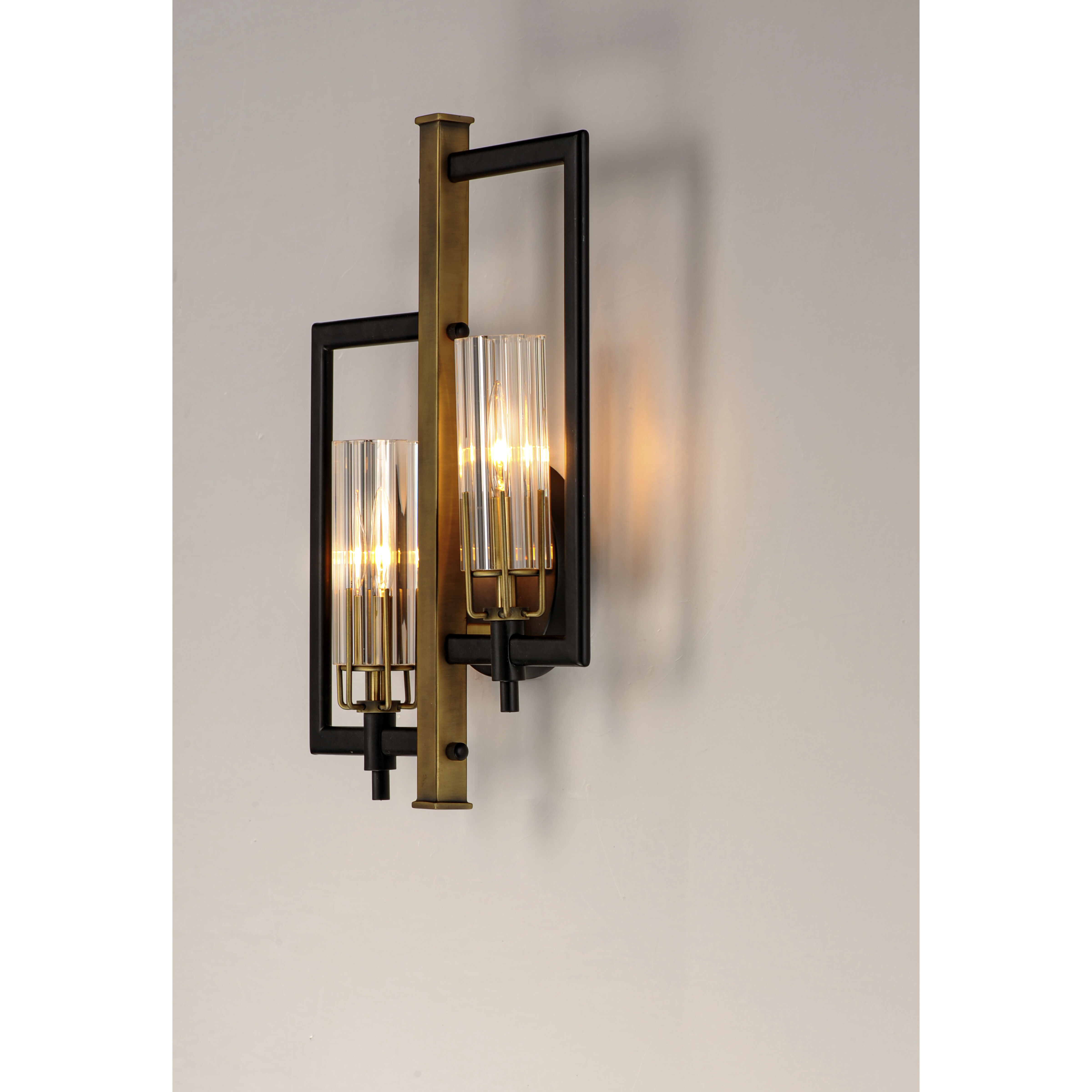 Flambeau 2 Light 13 inch Black/Antique Brass ADA Wall Sconce Wall Light