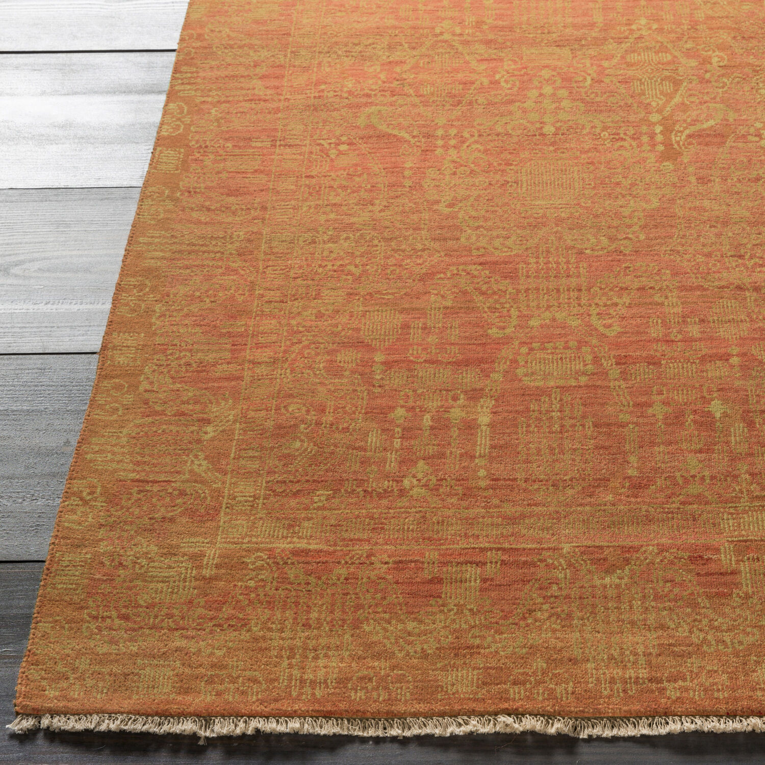 Palace 36 X 24 inch Tan / Rust Handmade Rug