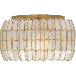 Fractal 1 Light 14 inch Oxidized Gold Leaf Semi Flush Mount Ceiling Light