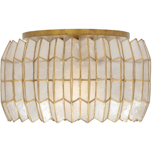 Fractal 1 Light 14 inch Oxidized Gold Leaf Semi Flush Ceiling Light