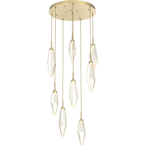 Rock Crystal LED 26.2 inch Gilded Brass Chandelier Ceiling Light in 3000K LED, Chilled Amber, Round Multi-Port