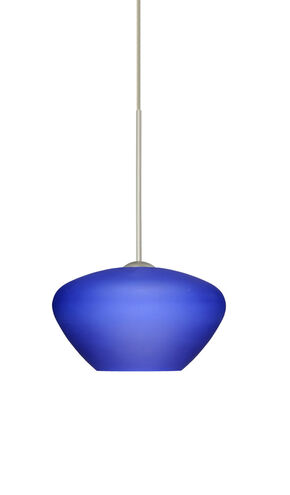 Besa Lighting Peri 1 Light Satin Nickel Pendant Ceiling Light in Blue Matte Glass, Halogen 1XT-541087-SN - Open Box