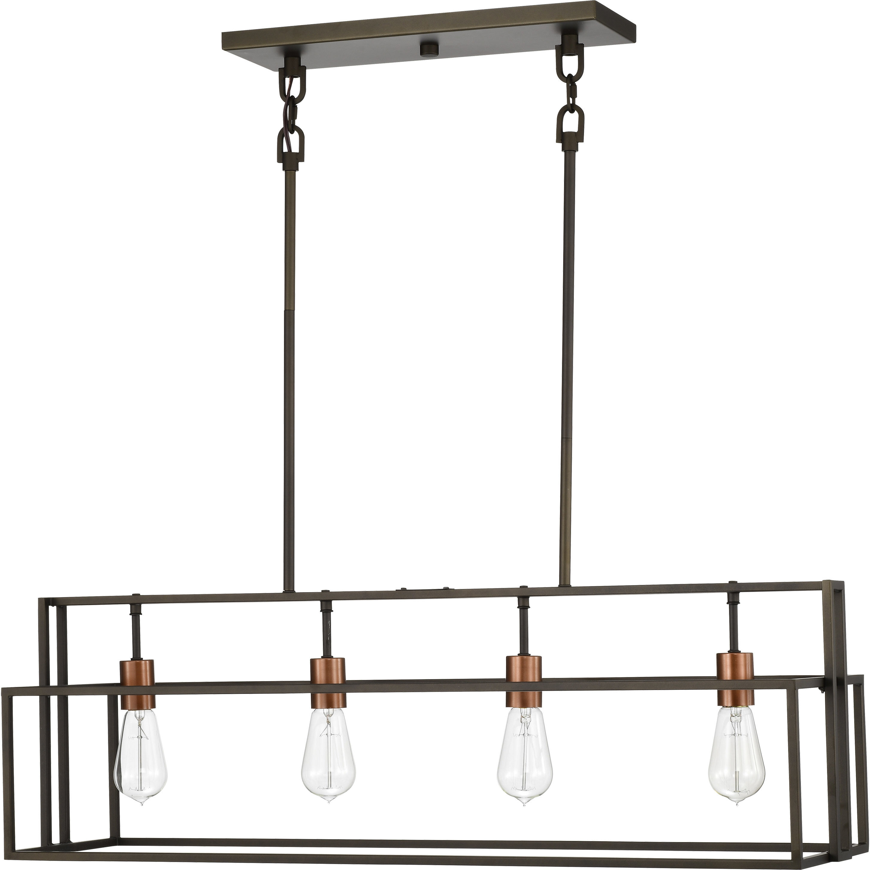 Lake 4 Light 36 inch Bronze and Copper Accents Island Pendant Ceiling Light