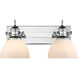 Yep Hines Vanity Wall Light in Chrome, Opal Glass