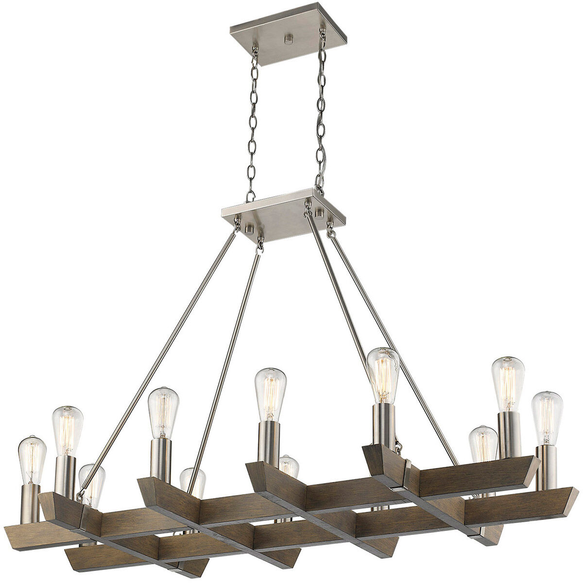 Finnick 12 Light 48 inch Satin Nickel Chandelier Ceiling Light