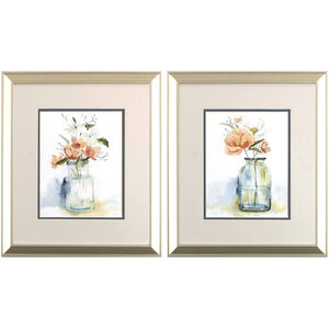 Florals Orange and Green and Blue Framed Art