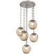 Aster LED 24.3 inch Beige Silver Multi-Pendant Ceiling Light in 3000K LED, Bronze, Oval Chain