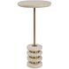 Adames 24 X 12 inch Travertine and Brushed Brass Drink Table